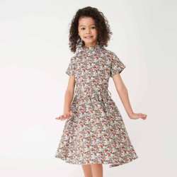 Robe fille à motif fleuri en Liberty Fabrics qualité coton et laine (lantana) Libby flowers