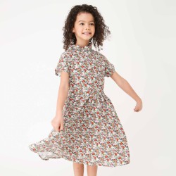 Robe fille à motif fleuri en Liberty Fabrics qualité coton et laine (lantana)