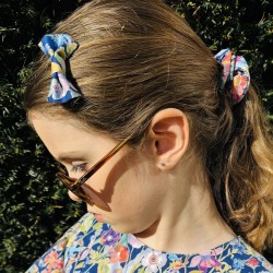 barrette en tissu liberty bleue